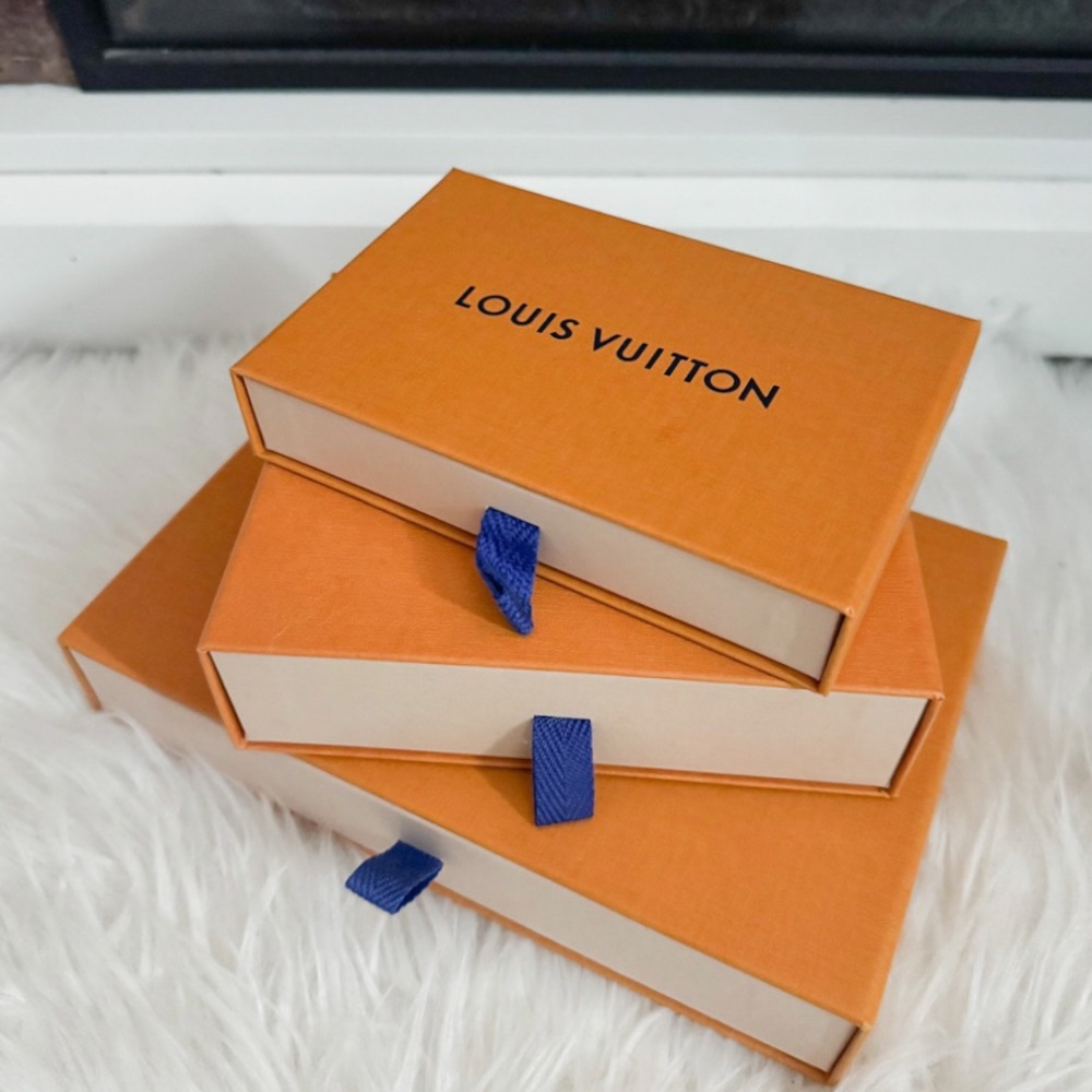 Set of 3 Louis Vuitton Saffron Gift Boxes with Blue Pulls